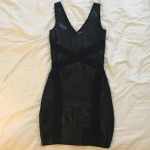 🔴SOLD ON MERCARI🔴Bebe black sparkly bodycon